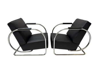 Art Deco Modernist Bauhaus Tubular Steel Lounge Chairs by Frits Kuyken, 1936